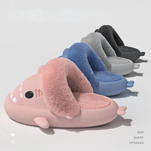 Fluffy Shark Slippers Non Slip Slides