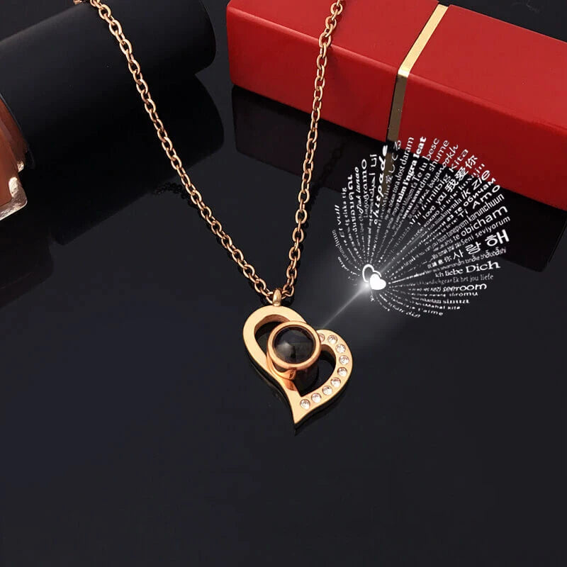 Love Projection Necklace With Luxury Rose Gifts Box