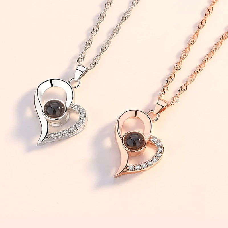 Love Projection Necklace With Luxury Rose Gifts Box