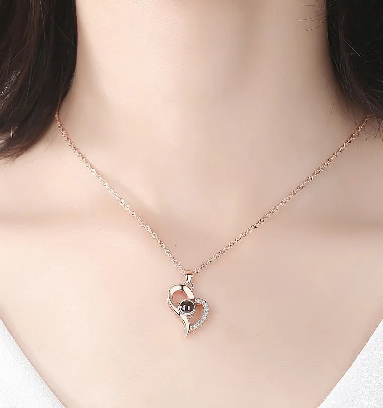 Love Projection Necklace With Luxury Rose Gifts Box